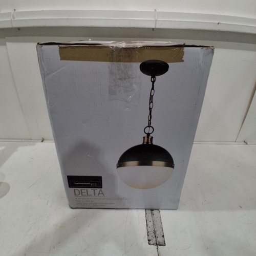 CANARM DELTA CONTEMPORARY HANGING GLOBE PENDANT LIGHT - 13" X 16.5" - MATTE BLACK/BRUSHED NICKEL (MODEL: IPL708B01BKN) image 5