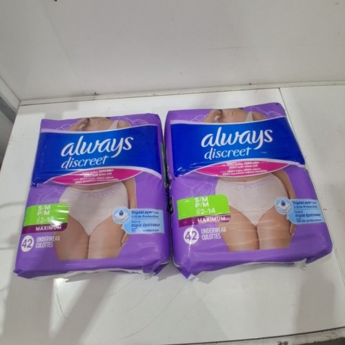 84PK WOMEN'S ALWAYS DISCREET MAXIMUM PROTECTION ZERO LEAKS UNDERWEAR (2PKS OF 42 EACH) - SMALL/MEDIUM - LIGHT PINK image 2