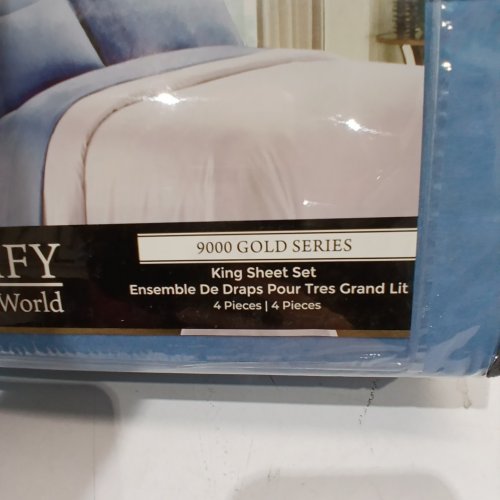 4PC COMFY BAMBOO WORLD 9000 GOLD SERIES BEDDING SHEET SET - KING - BLUE image 2