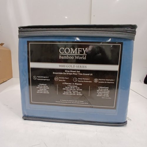 4PC COMFY BAMBOO WORLD 9000 GOLD SERIES BEDDING SHEET SET - KING - BLUE image 3