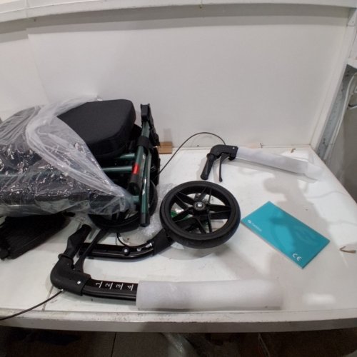 HELAVO WIDE 2 IN 1 ERGONOMIC HANDLE GRIPS & DUAL BRAKING WALKER WHEELCHAIR COMBO, ALL TERRAIN - 10" WHEELS - GREEN (ITEM: H1170) image 4