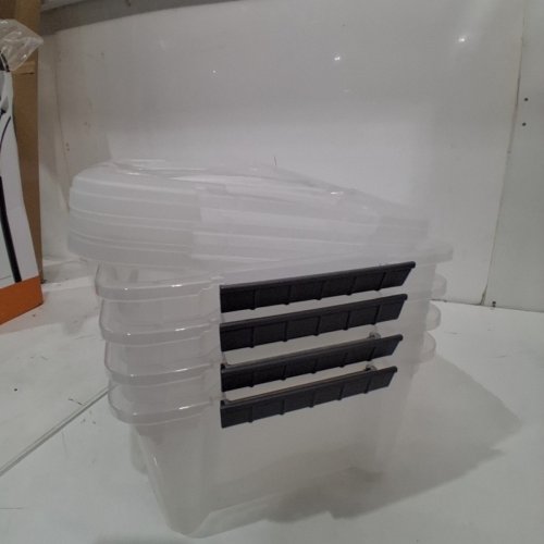 4PK IRIS STORAGE BINS WITH LOCKING LIDS - 12.9QT - CLEAR/BLACK (MODEL: 1410571) image 2