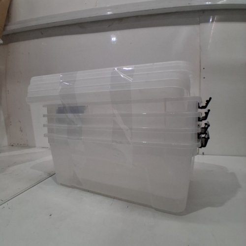 4PK IRIS STORAGE BINS WITH LOCKING LIDS - 12.9QT - CLEAR/BLACK (MODEL: 1410571) image 3