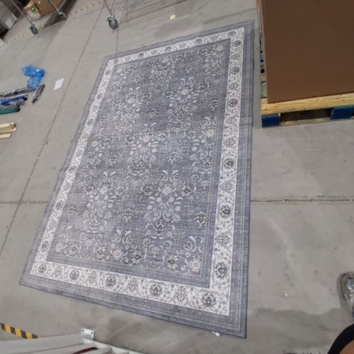 WYATT & ASH WASHABLE FLORAL PATTERNED RECTANGULAR AREA RUG -6FT X 9FT - GRAY AND IVORY (ITEM: 1737288) image 4