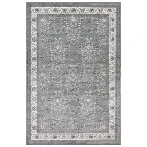 WYATT & ASH WASHABLE FLORAL PATTERNED RECTANGULAR AREA RUG -6FT X 9FT - GRAY AND IVORY (ITEM: 1737288) image 2
