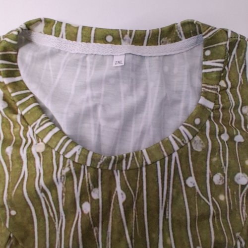 WOMENS PATTERNED SHIRT - 2XL - OLIVE GREEN AND WHITE image 2