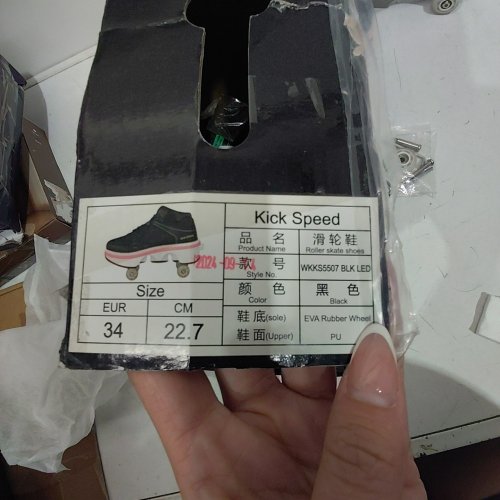 KICK SPEED ROLLER SKATE WHEELED SHOES - M:4.5 /W:5.5 - BLACK / WHITE image 2
