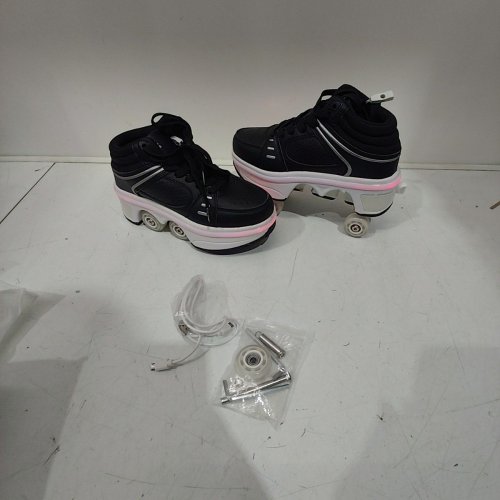 KICK SPEED ROLLER SKATE WHEELED SHOES - M:4.5 /W:5.5 - BLACK / WHITE image 3