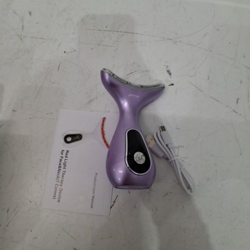 7 COLOR FACIAL AND NECK MASSAGER- 113°F HEAT, VIBRATION, CLEANSING FUNCTION - PURPLE image 3
