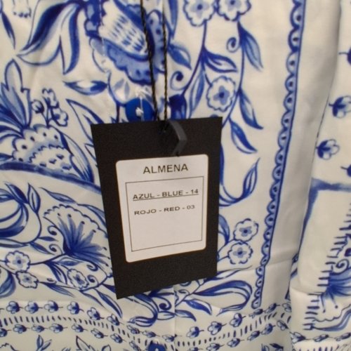 WOMEN'S BARILOCHE PRINT BUTTON-UP SHIRT - SMALL / MEDIUM - 38 - WHITE / BLUE (STYLE: ALMENA) image 5