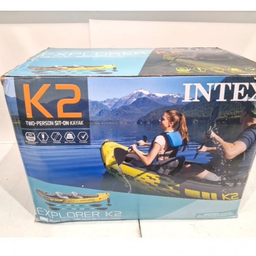 INTEX EXPLORER K2 2-PERSON INFLATABLE KAYAK SET WITH ALUMINUM OARS & PUMP - YELLOW (MODEL: 68307EP) image 7