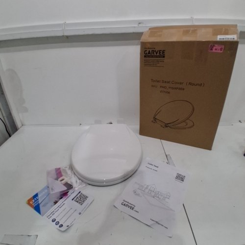 GARVEE WHITE ELONGATED TOILET SEAT QUIET CLOSE COVER AND SEAT, EASY TO CLEAN AND STAIN-RESISTANT, RESIDENTIAL TOILET SEAT WITH LID - 16.5" - WHITE (MODEL: PHO_11GXF0S9) image 2