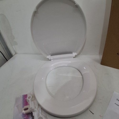 GARVEE WHITE ELONGATED TOILET SEAT QUIET CLOSE COVER AND SEAT, EASY TO CLEAN AND STAIN-RESISTANT, RESIDENTIAL TOILET SEAT WITH LID - 16.5" - WHITE (MODEL: PHO_11GXF0S9) image 3