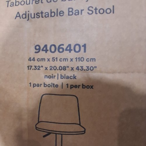 BOUCLAIR ADJUSTABLE BAR STOOL - 17.32" X 20.08" X 43.30" - BLACK (ITEM: 9406401) image 5
