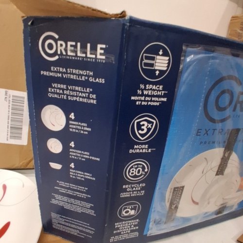 12PC CORELLE SPLENDOR DINNERWARE PLATE SET - WHITE/RED (MODEL: 1137618) image 3