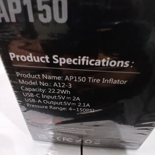 GOOLOO AP150 TIRE INFLATOR PORTABLE AIR COMPRESSOR, 3X FASTER 150PSI CORDLESS AIR PUMP WITH AUTO-SHUTOFF - BIKES, CAR TIRES, MULTI USE - BLACK (MODEL: A12-3) image 2