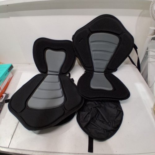 2PK DELUXE PADDED BACK SUP PADDLE BOARD /KAYAK SEATS, WITH DETACHABLE STORAGE BAG AND 4 ADJUSTABLE STRAPS - UNIVERSAL FIT - BLACK GREY image 2