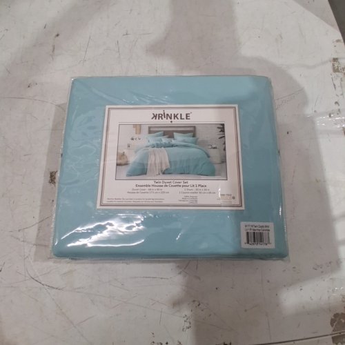 2PC KRINKLE DUVET COVER SET - TWIN - DUSTY MINT (MODEL: 917719) image 3