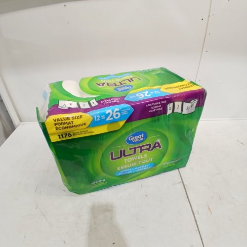 12PK GREAT VALUE ULTRA PAPER TOWELS - 1176 SHEETS - WHITE image 2