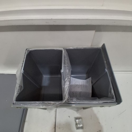 DOUBLE PULL-OUT TRASH CAN CABINET ORGANIZER - 16" X 19" - GRAY image 3