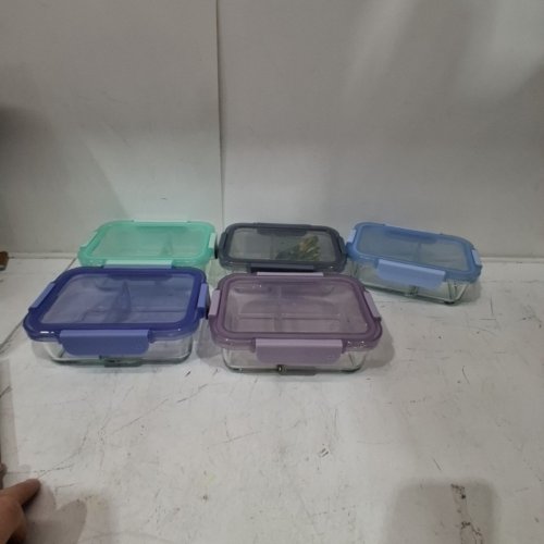 10PC ELLO COLOUR LOCK DIVIDED GLASS MEAL PREP SET - 800ML - MULTICOLOUR (MODEL: 1901809) image 2
