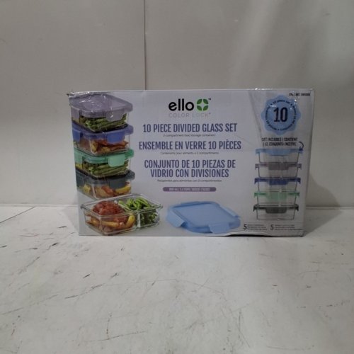 10PC ELLO COLOUR LOCK DIVIDED GLASS MEAL PREP SET - 800ML - MULTICOLOUR (MODEL: 1901809) image 3
