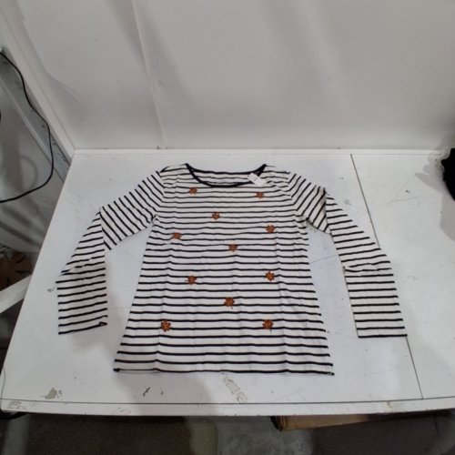 WOMEN'S TALBOTS STRIPED EMBROIDERED LONG SLEEVE SHIRT - SMALL - WHITE / BLACK / LEAVES (STYLE : 0258204832) image 2
