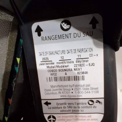 COSCO SCENERA NEXT CONVERTIBLE CAR SEAT - TRIANGLES (MODEL: 22182C-EJQ) image 2