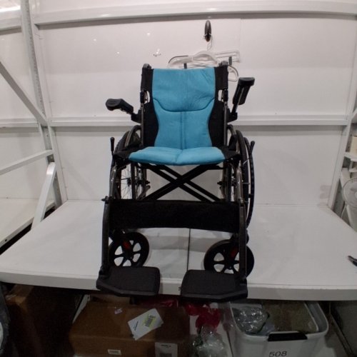 WHEELCHAIR ALUMINUM ALLOY ULTRA-LIGHTWEIGHT 18" WIDE SEAT - 250LBS MAX - BLUE\BLACK - (MODEL:FS908LAJPQF25-46) image 5