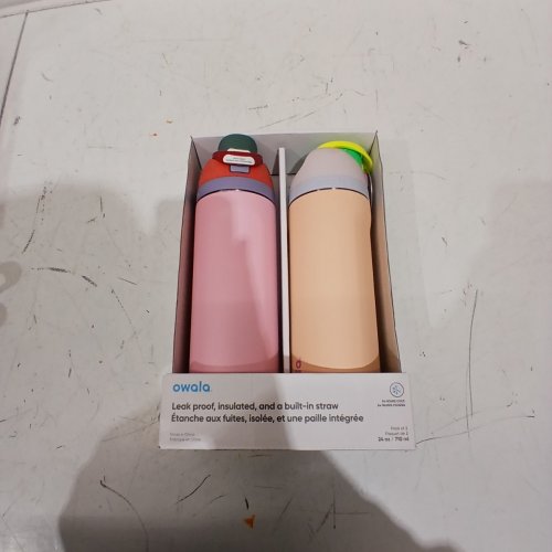 2PK OWALA STAINLESS STEEL WATER BOTTLES - 24OZ - PINK/PEACH (MODEL: 1965314) image 2