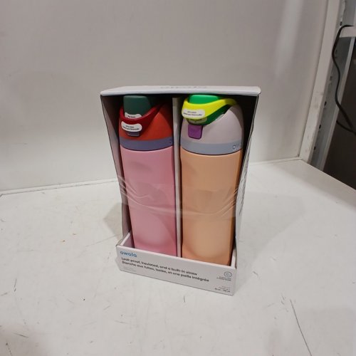 2PK OWALA STAINLESS STEEL WATER BOTTLES - 24OZ - PINK/PEACH (MODEL: 1965314) image 4