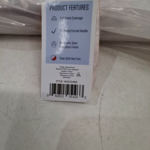 THE WEATHER STATION BUBBLE DOME CLEAR UMBRELLA - 52" ARC - RED / CLEAR (MODEL: WS510-RED) image 2