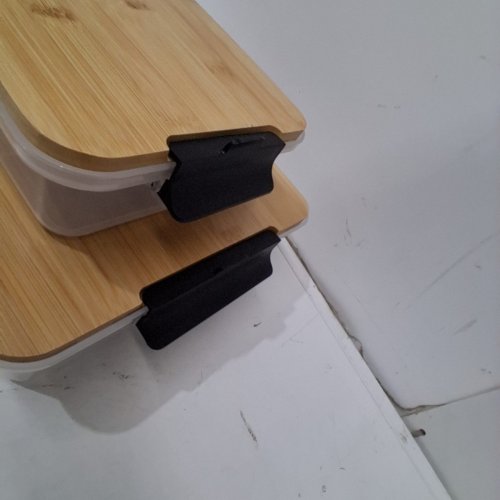 2PC SABATIER SNACKLEBOX WITH BAMBOO CUTTING BOARD LID - 7.8" X 12.7" - CLEAR/NATURAL (MODEL: 2906063) image 3