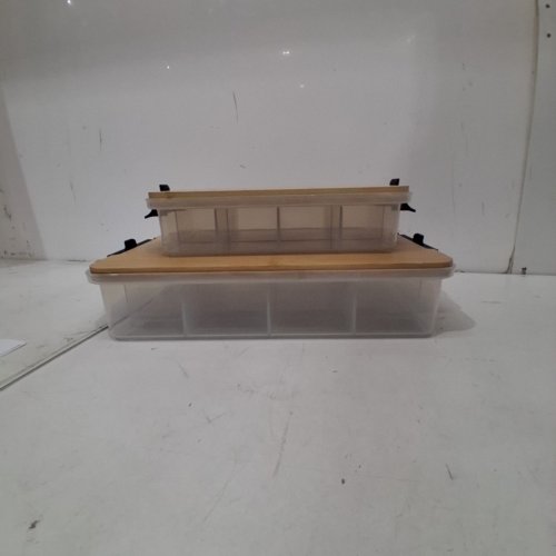 2PC SABATIER SNACKLEBOX WITH BAMBOO CUTTING BOARD LID - 7.8" X 12.7" - CLEAR/NATURAL (MODEL: 2906063) image 4