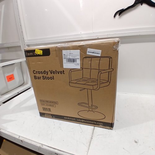 CORRIGAN STUDIO DAMAIH CROSDY VELVET UPHOLSTERED ADJUSTABLE BARTSTOOL WITH METAL FRAME - BLACK (MODEL: C007879940) image 5