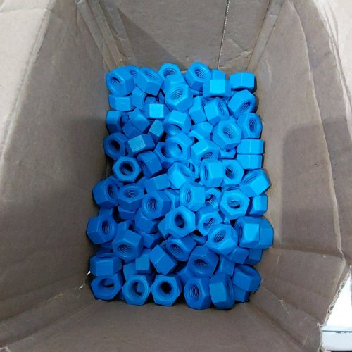 ~100PK HEAVY DUTY COATED HEX NUTS - 1" - BLUE image 2