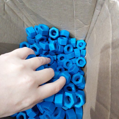 ~100PK HEAVY DUTY COATED HEX NUTS - 1" - BLUE image 3