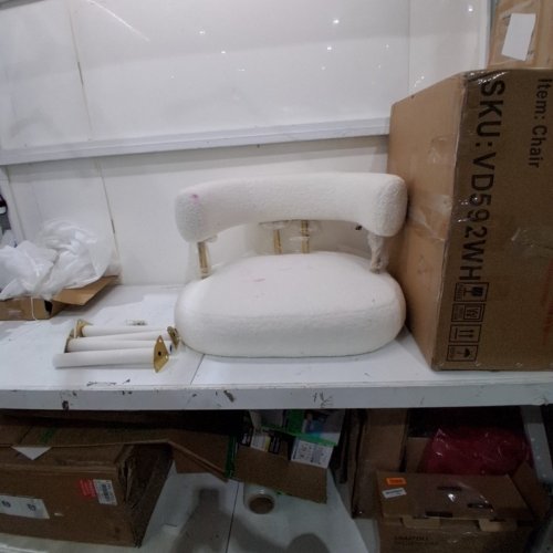 MID CENTURY SHERPA BOUCLE ACCENT CHAIR - WHITE - (MODEL: VD592GY) image 3