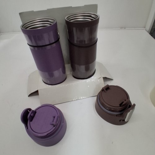 2PC CONTIGO LEAK AND SPILL PROOF THERMAL MUGS - BPA FREE - 16OZ - PURPLE/BROWN image 3