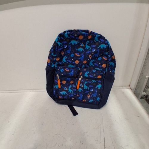youth printed dinosaur BACKPACK with zipper front pockets  - 17L - NAVY BLUE image 2