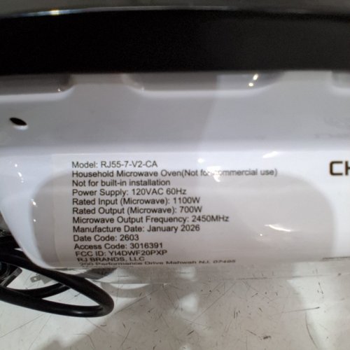 CHEFMAN COUNTERTOP MICROWAVE OVEN - 1.1CU.FT - BLACK (MODEL: RJ55-11B-V2-CA) image 5