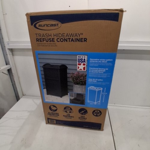 SUNCAST PLASTIC TRASH CAN HIDEAWAY - 33 GALLON - 31'' X 17'' - BLACK (MODEL: GHW1732C) image 4