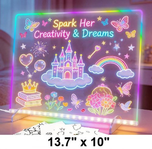 LUMIBOARD NEON DRY ERASE LED DRAWING BOARD - 13.7" X10" - CLEAR image 2