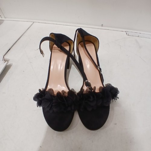 WOMEN'S FLORAL ANKLE STRAP SANDALS - SIZE 39/8.5 - BLACK image 4