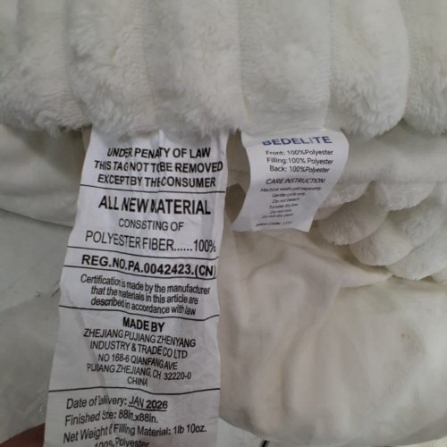 3PC BEDLITE PLUSH FLEECE COMFORTER SET WITH 2 PILLOW SHAMS - QUEEN - BRIGHT WHITE image 5
