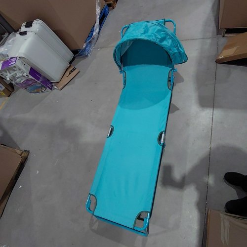 NORTHORAD FOLDABLE HEAVY DUTY CHAISE LOUNGE CHAIR WITH CANOPY - TURQUOISE image 2