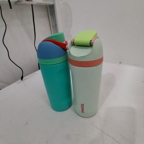 2PK OWALA FREESIP STAINLESS STEEL WATER BOTTLES WITH STRAWS - 16OZ - BLUE/GREEN (MODEL: 2856617) image 2