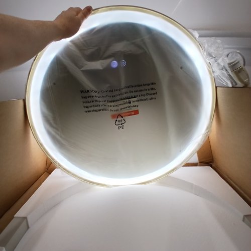 TETOTE LIGHTED FRAMED LED VANITY MIRROR - 24" - GOLD (MODEL: YXD-JD602) image 2