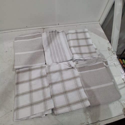 6PK KITCHEN WORKS WAFFLE WEAVE KITCHEN TOWELS - 32" X 22" - BROWN/WHITE (MODEL: 7700200) image 2