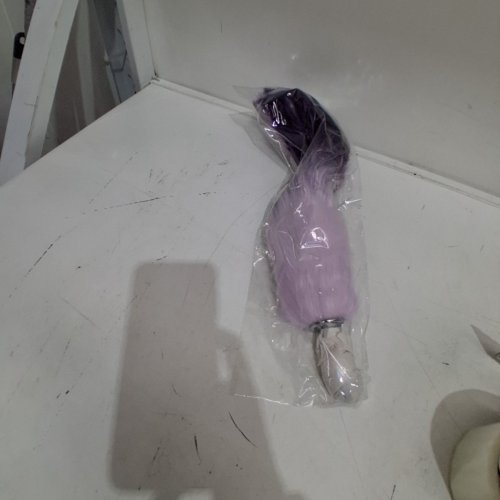 STAINLESS STEEL ANAL PLUG WITH TAIL - 16" - PURPLE image 2